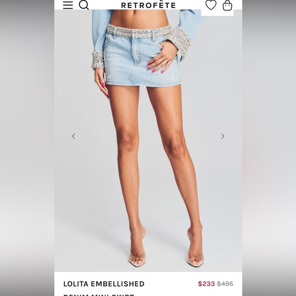 Retrofete LOLITA EMBELLISHED DENIM MINI SKIRT - Picture 6 of 6
